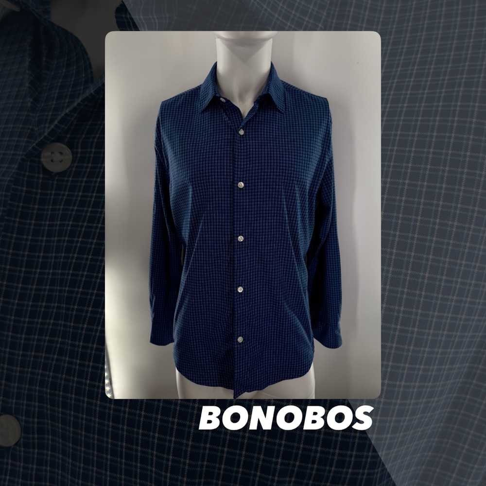 EUC Bonobos Blue Plaid Tech Button Down Shirt
